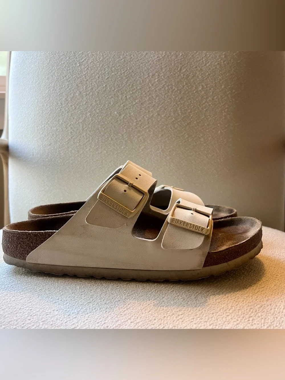 Birkenstock White Arizona Two-Strap Sandals